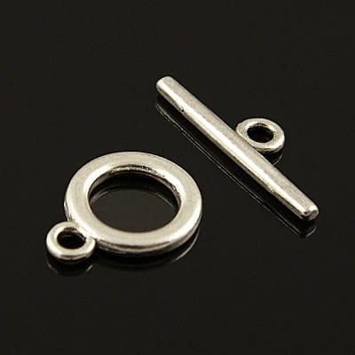 Ozdobne zapięcie metalowe koło 10.5mm ciemne srebrne (4kpl.)