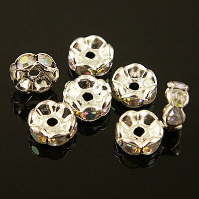 Ozdobna przekładka z metalu 8mm srebrno-przezroczysta AB (1szt)