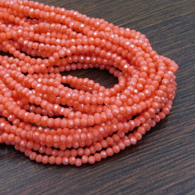 Oponki fasetowane ze szkła 2.5x2mm pomarańczowe z połyskiem (150szt.)
