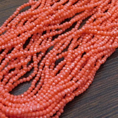Oponki fasetowane ze szkła 2.5x2mm pomarańczowe z połyskiem (150szt.)