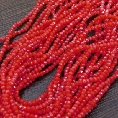 Oponki fasetowane ze szkła 2.5x2mm czerwone z połyskiem (150szt.)