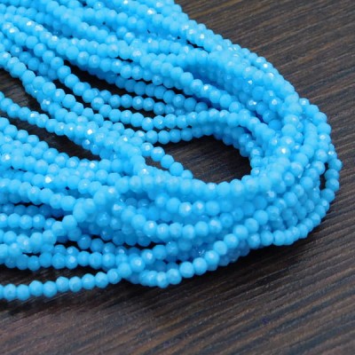 Oponki fasetowane ze szkła 2.5x2mm niebieskie z połyskiem (150szt.)