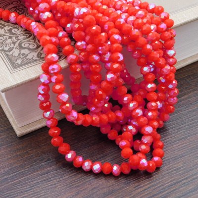 Oponki fasetowane ze szkła 6x4.5mm czerwono-pomarańczowe AB (85szt.)