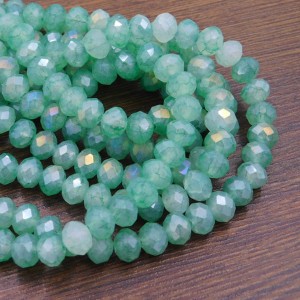 Oponki fasetowane ze szkła 8x6mm zielone cieniowane AB (20szt.)