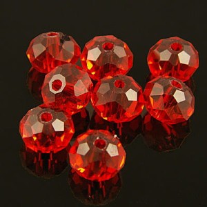 Oponki fasetowane ze szkła 8x5mm czerwone (20szt.)