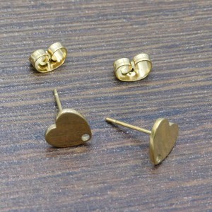Sztyfty serca 12x8mm stal nierdzewna pozłacana (1kpl.)