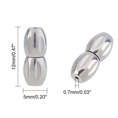 Zapięcie skręcane stal chirurgiczna 12x5mm ciemne srebrne (1szt.)
