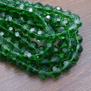 Kulki fasetowane szklane 10mm zielone przezroczyste (10szt.)