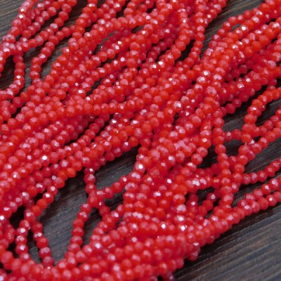 Oponki fasetowane ze szkła 2.5x2mm czerwone z połyskiem (150szt.)