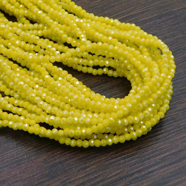 Oponki fasetowane ze szkła 2.5x2mm żółte z połyskiem (150szt.)