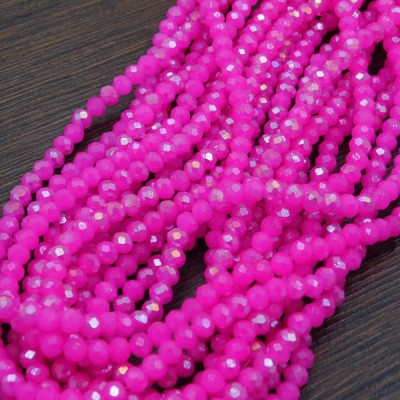 Oponki fasetowane ze szkła 4x3mm mocny róż AB (110szt.)