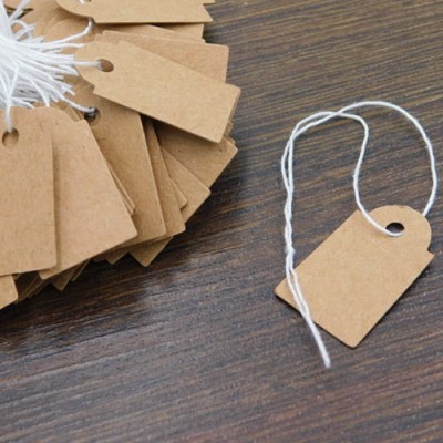 Metki etykiety papierowe do biżuterii 25x15mm brązowe (10szt.)