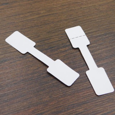 Metki etykiety do biżuterii z klejem 60x13mm białe (10szt.)