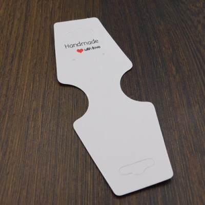 Zawieszki etykiety do biżuterii 120x45mm Handmade białe (10szt.)