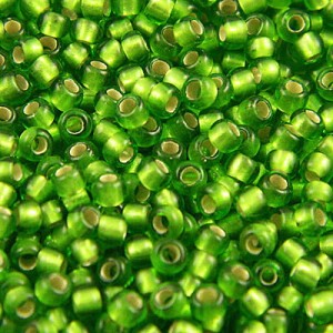 Koraliki TOHO Round 11/0 Silver-Lined Frosted Peridot (10g)