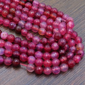 Agat kulki fasetowane 6mm fuksja (6szt.)