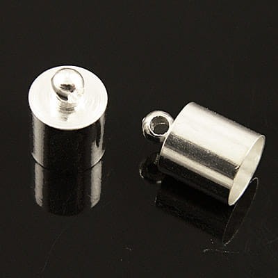 Końcówki do wklejania z metalu 11x7mm wewnątrz 6.5mm srebrne (2szt)