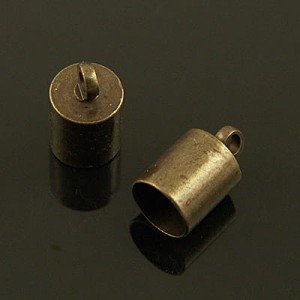 Końcówki do wklejania z metalu 10x6mm wewnątrz 5.5mm antyczny brąz (2szt.)
