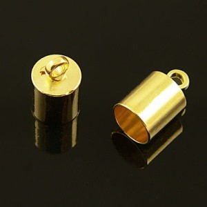 Końcówki do wklejania z metalu 10x6mm wewnątrz 5.5mm złote (2szt)